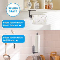 Higswor Paper Towel Holder Under Cabinet : 2 Pack Paper Towel Holder Wall Mount Adhesive Paper Towel Holder Under Counter Paper Towel Holder for Kitchen and Bathroom Black