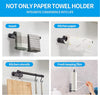 Higswor Paper Towel Holder Under Cabinet : 2 Pack Paper Towel Holder Wall Mount Adhesive Paper Towel Holder Under Counter Paper Towel Holder for Kitchen and Bathroom Black