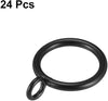 Qouara Curtain Rings Metal 1 Inch Inner Dia Drapery Ring for Curtain Rods Black 24 Pcs