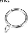 Qouara Curtain Rings Metal 1 Inch Inner Dia Drapery Ring for Curtain Rods Black 24 Pcs