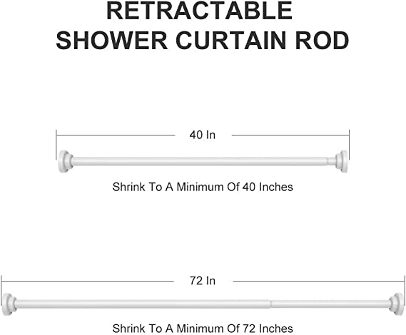 Higswor Shower Curtain Rod Tension - 40-72 Inch Never Rust Non-Slip Spring Tension Curtain Rod No Drilling Stainless Steel Curtain Rod Use Bathroom Kitchen