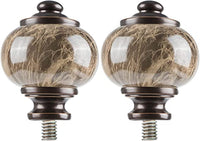 Higswor Marbled Replacement Finials for 1 or 7/8 Inch Bronze Curtain Rods, M6 Screw Drapery Rod Finials, Set of two